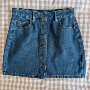 Stylish Blue Denim Skirt with Button Detail